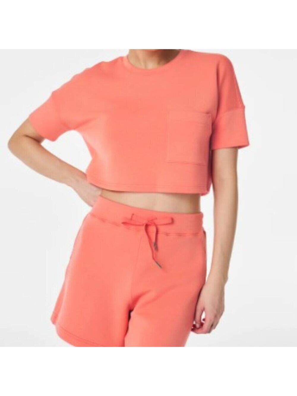 NWT SPANX AirEssentials (Set) Pocket Tee & Spanx 4" Shorts Peach Size XL